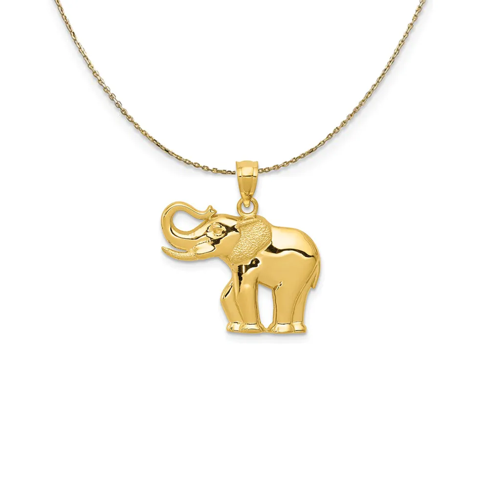 14k Yellow Gold 2D Elephant Necklace