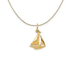 14k Yellow Gold 3D Sailboat Necklace