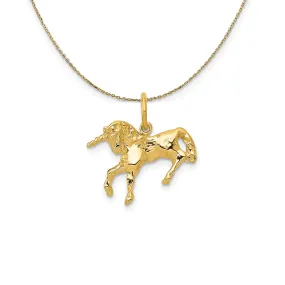 14k Yellow Gold 3D Unicorn (16 x 13mm) Necklace