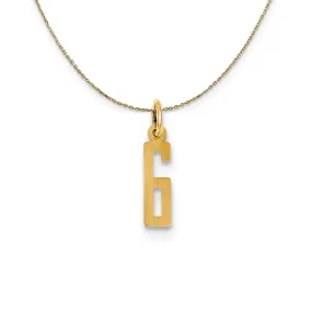 14k Yellow Gold, Alumni Small Elongated Number 6 Necklace