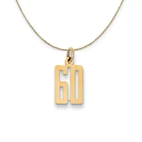 14k Yellow Gold, Alumni Small Elongated Number 60 Necklace