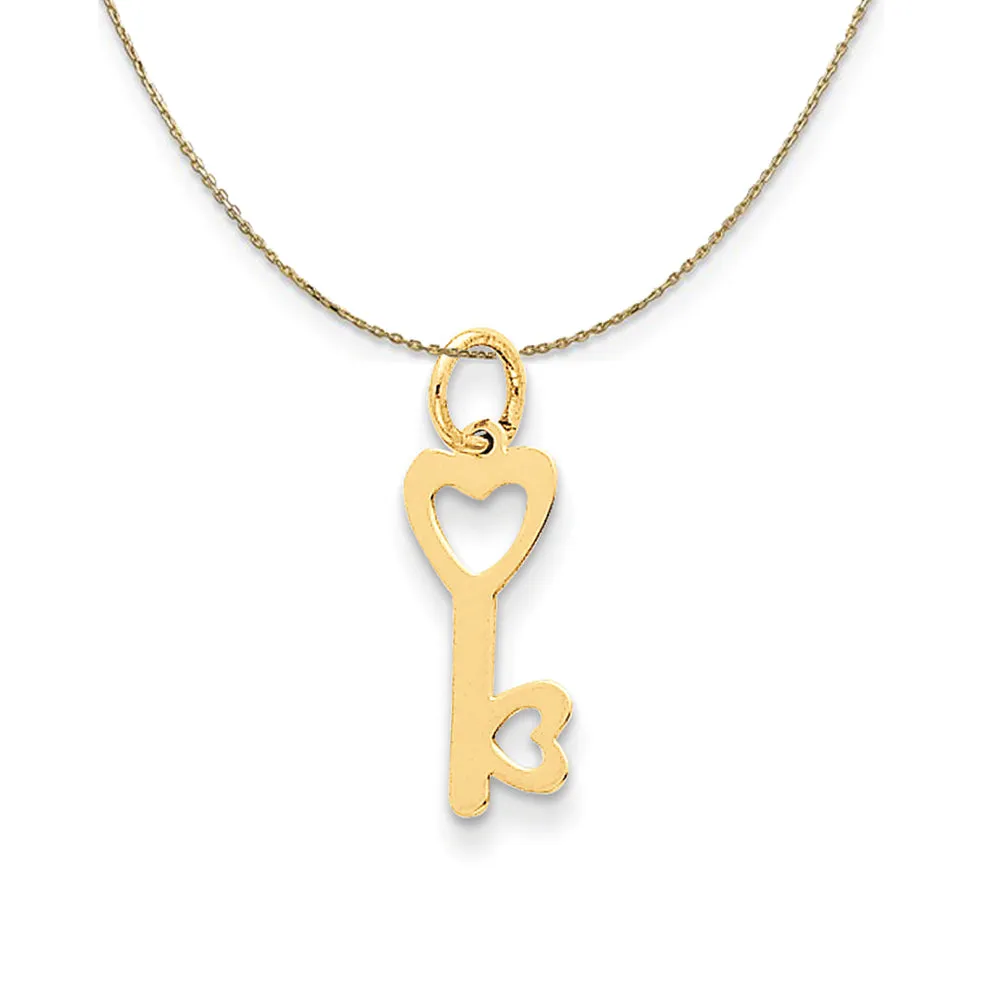 14k Yellow Gold Heart Shaped Key Necklace