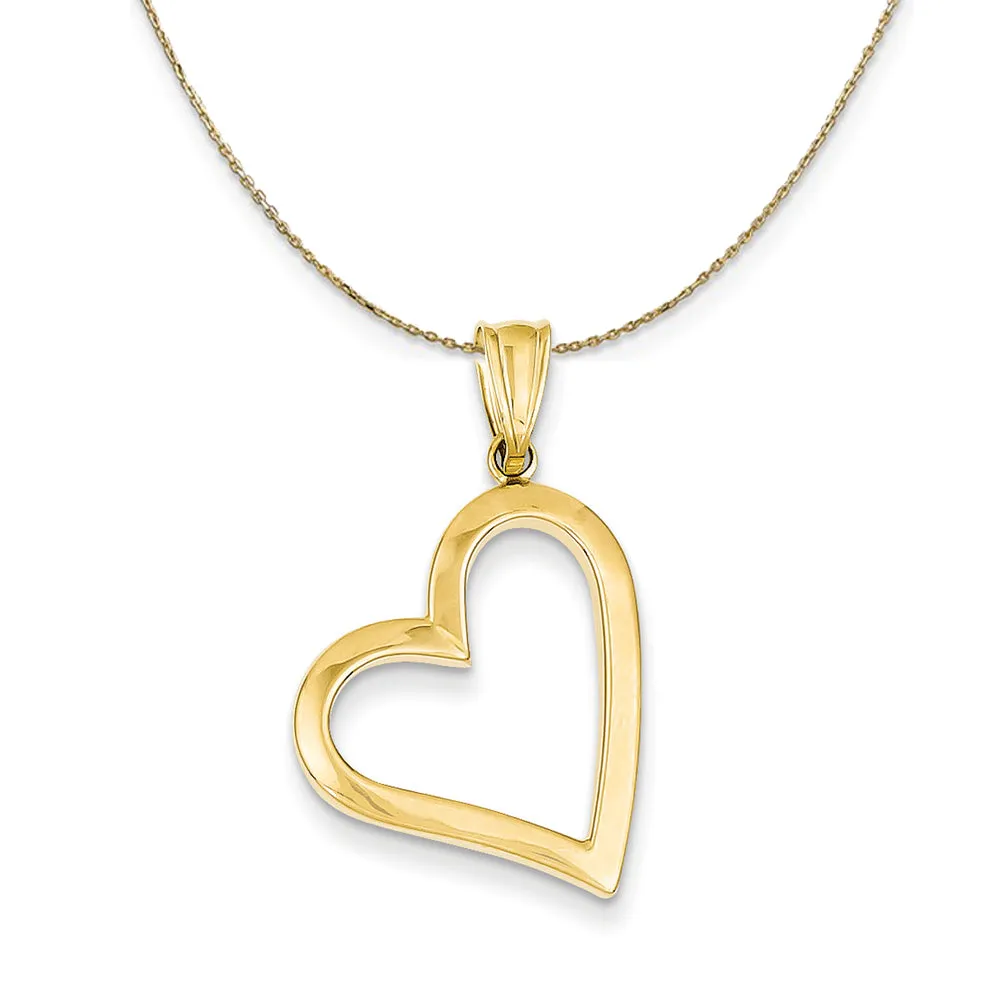 14k Yellow Gold Hollow Heart (17mm) Necklace