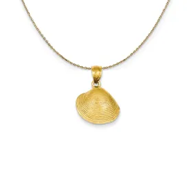 14k Yellow Gold Medium Textured Clam Shell Necklace