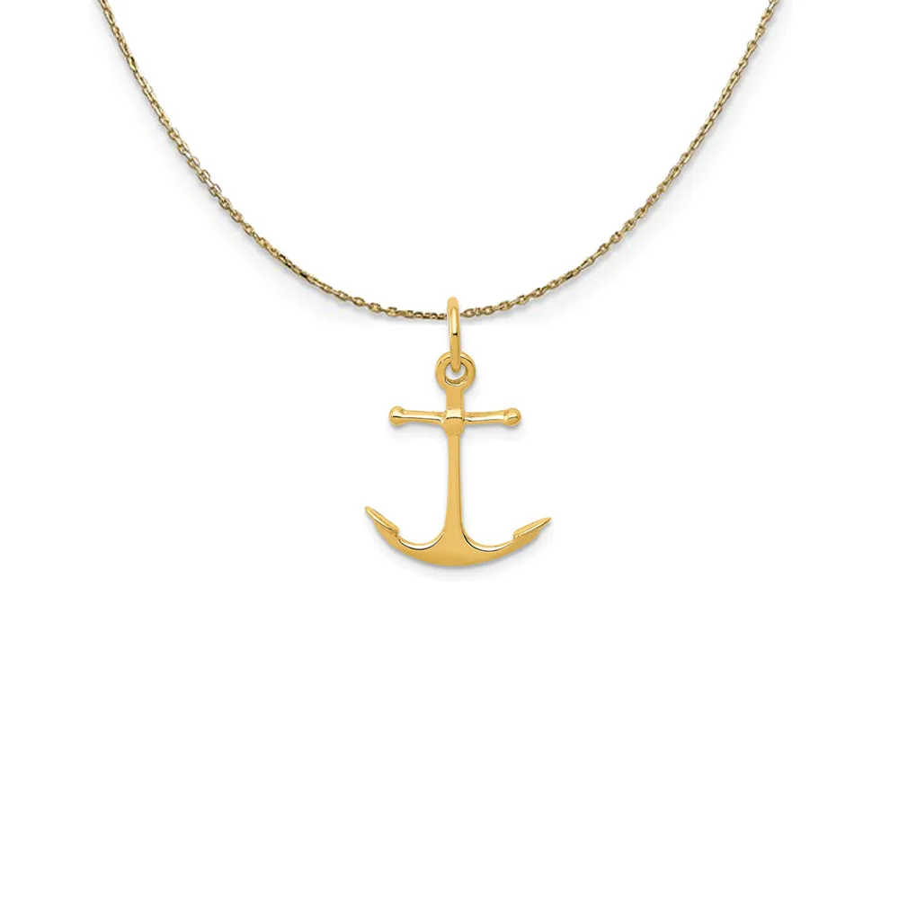 14k Yellow Gold Polished Anchor Necklace