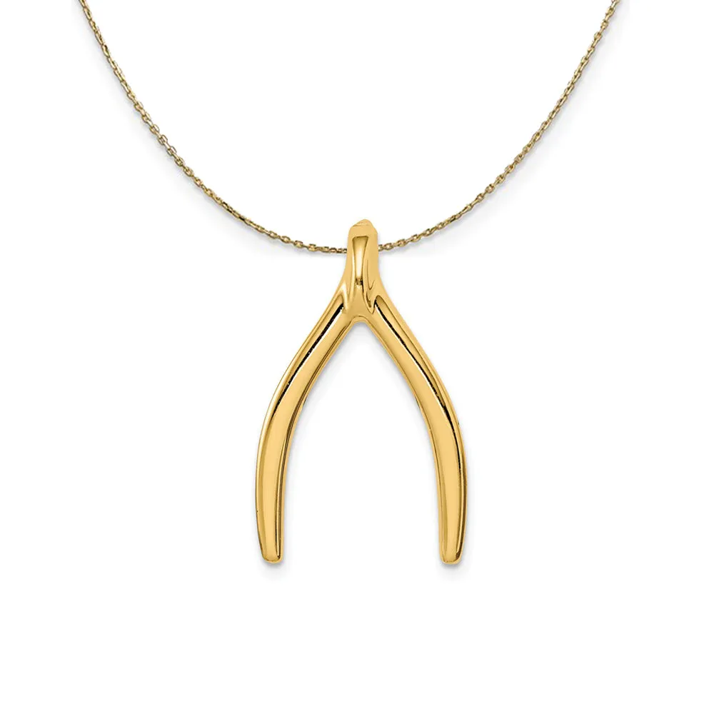 14k Yellow Gold Polished Wishbone Slide (15 x 25mm) Necklace