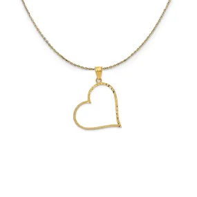 14k Yellow Gold Reversible Heart Necklace