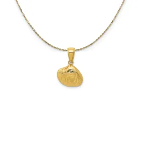 14k Yellow Gold Small Textured Clam Shell Necklace