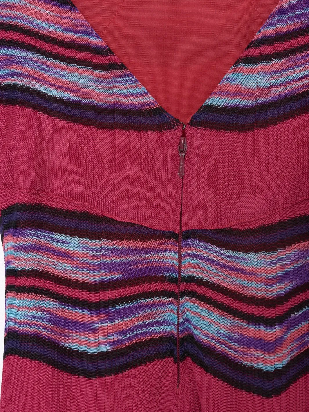 1990s long fuchsia jersey dress with striped pattern