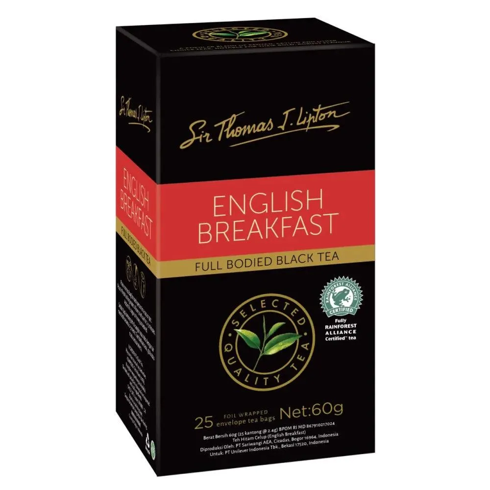 6 Pack Sir Thomas Lipton Teabags English Breakfast Tea 25 Bags