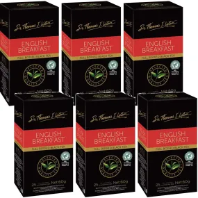 6 Pack Sir Thomas Lipton Teabags English Breakfast Tea 25 Bags