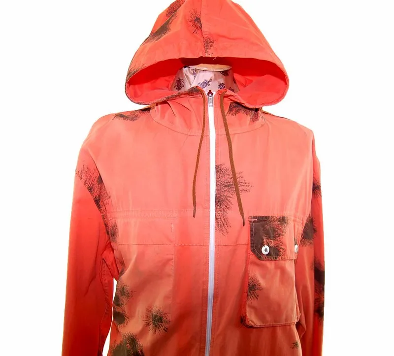 90s Tie Dye Orange Hooded Military Parka Jacket- XXXL