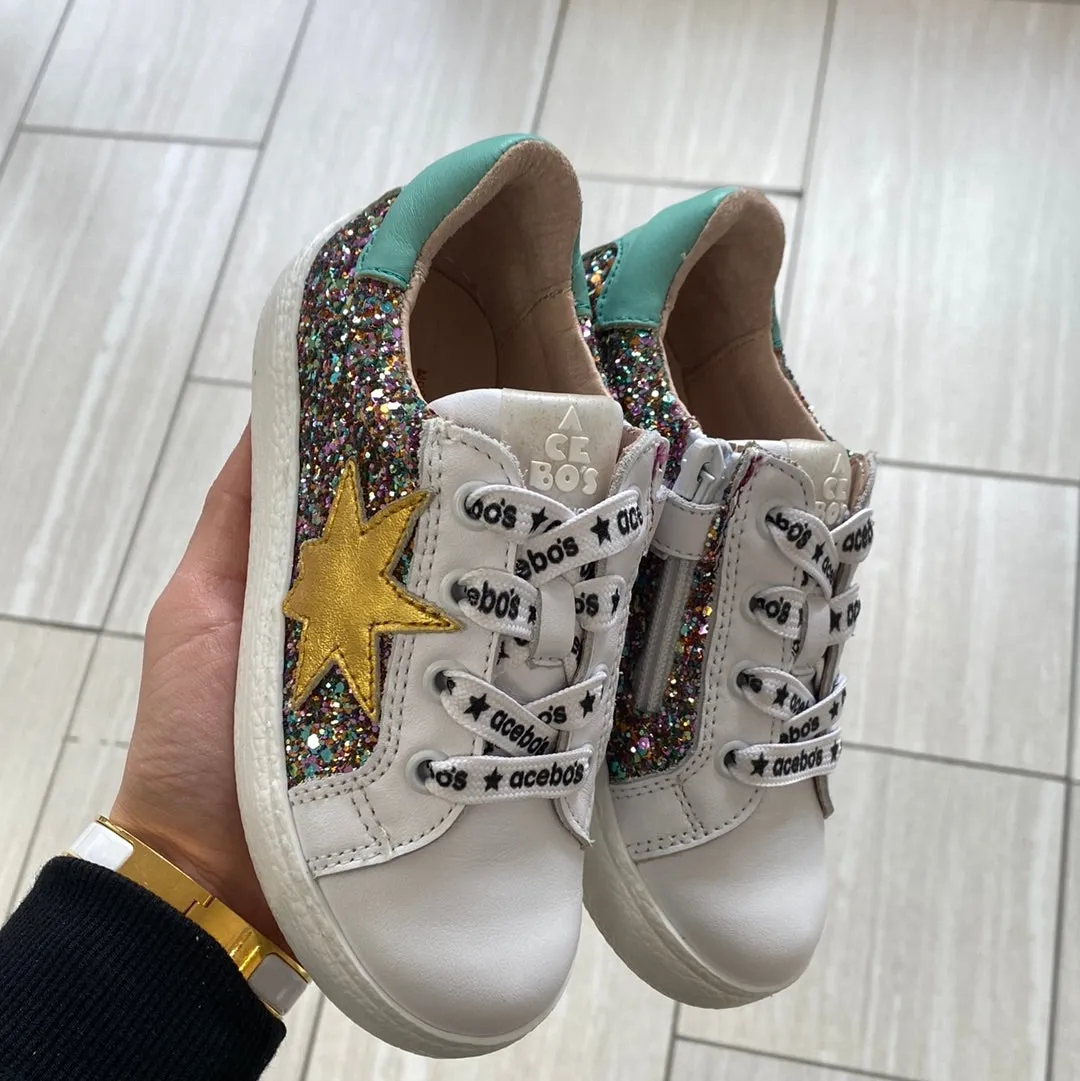 Acebos Multi Glitter Star Zipper Sneaker