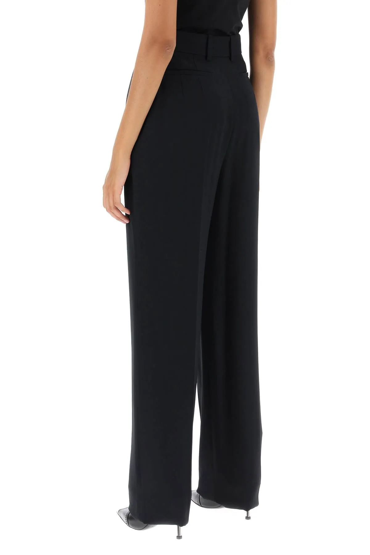 Alexander Mcqueen Fluid Crepe Trousers   Black