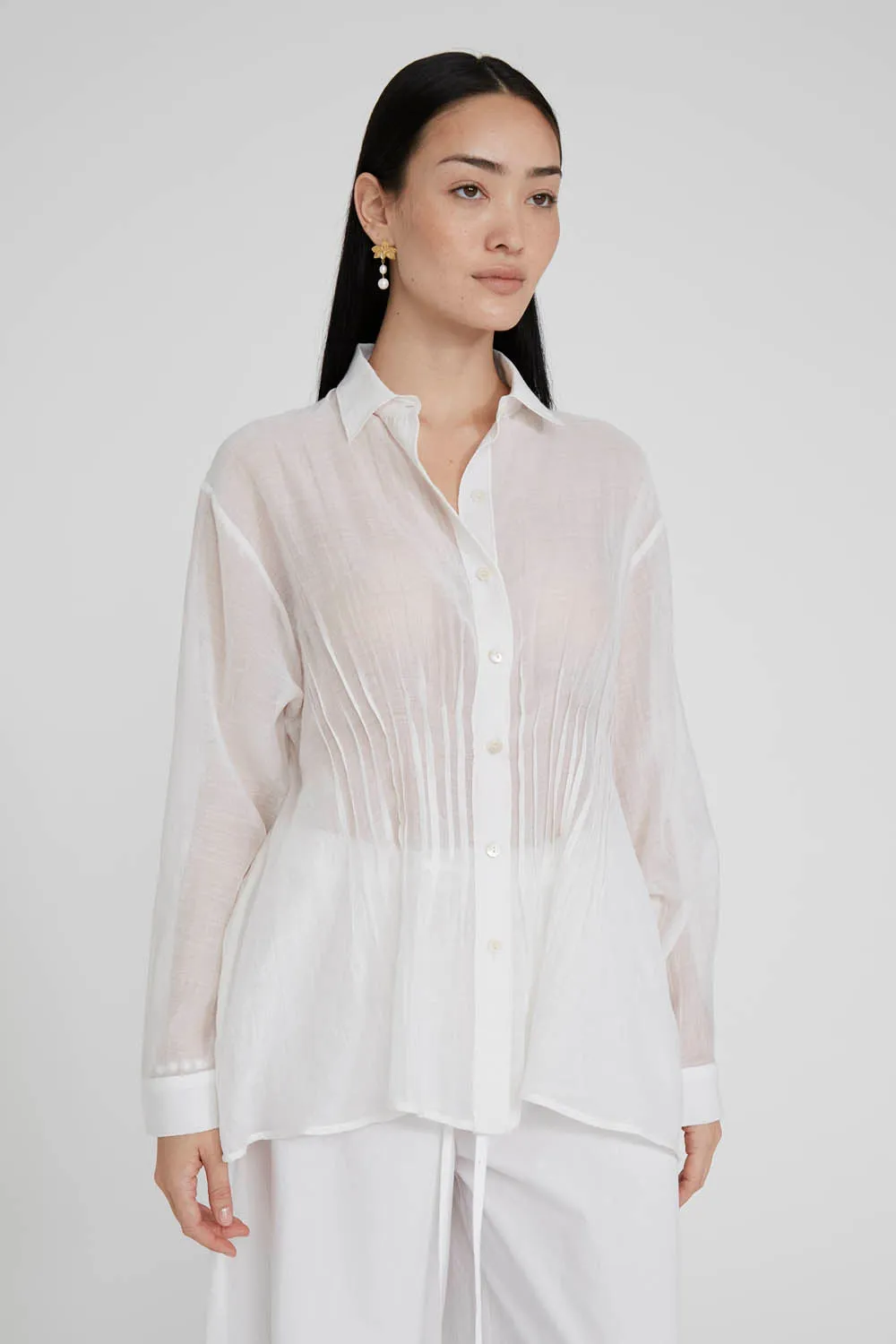 Allison Pintucked Blouse White