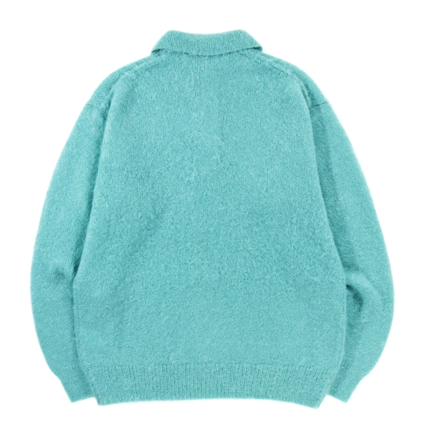 AURALEE KID MOHAIR KNIT POLO BLUE