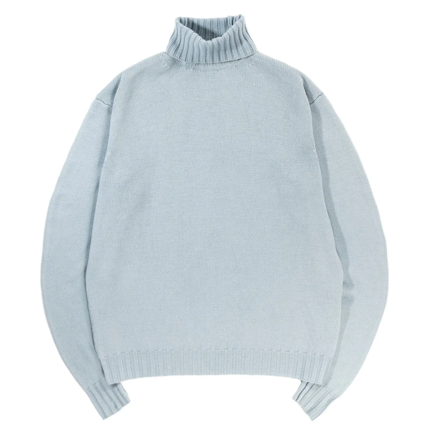 AURALEE WASHED FRENCH MERINO KNIT TURTLE LIGHT BLUE