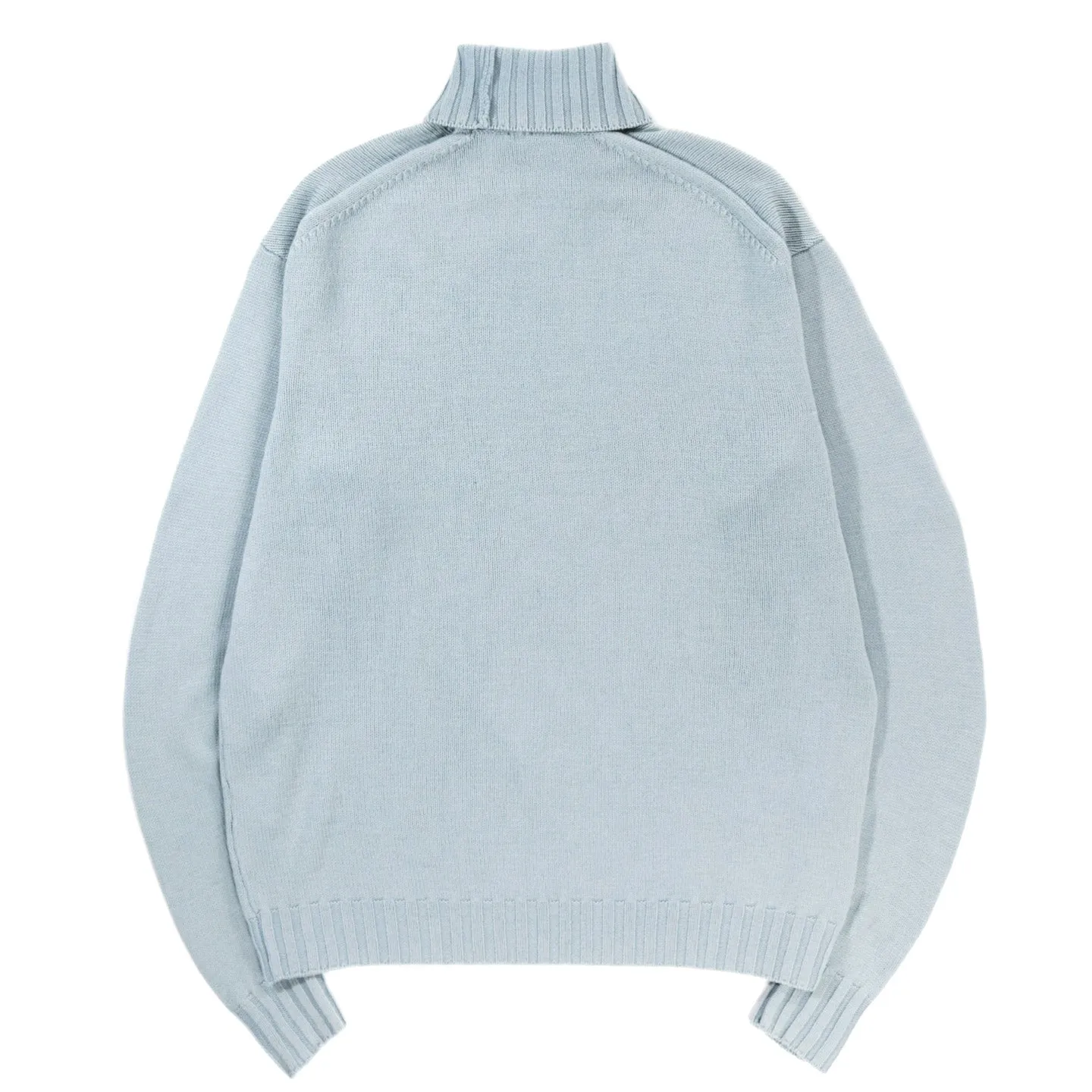 AURALEE WASHED FRENCH MERINO KNIT TURTLE LIGHT BLUE