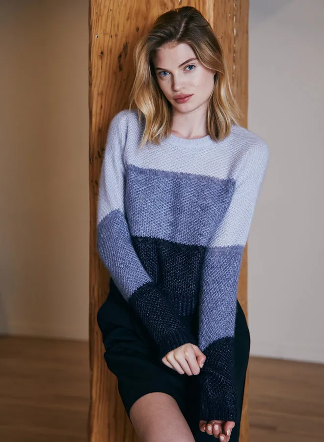 Autumn Cashmere Color Block Honeycomb Crew