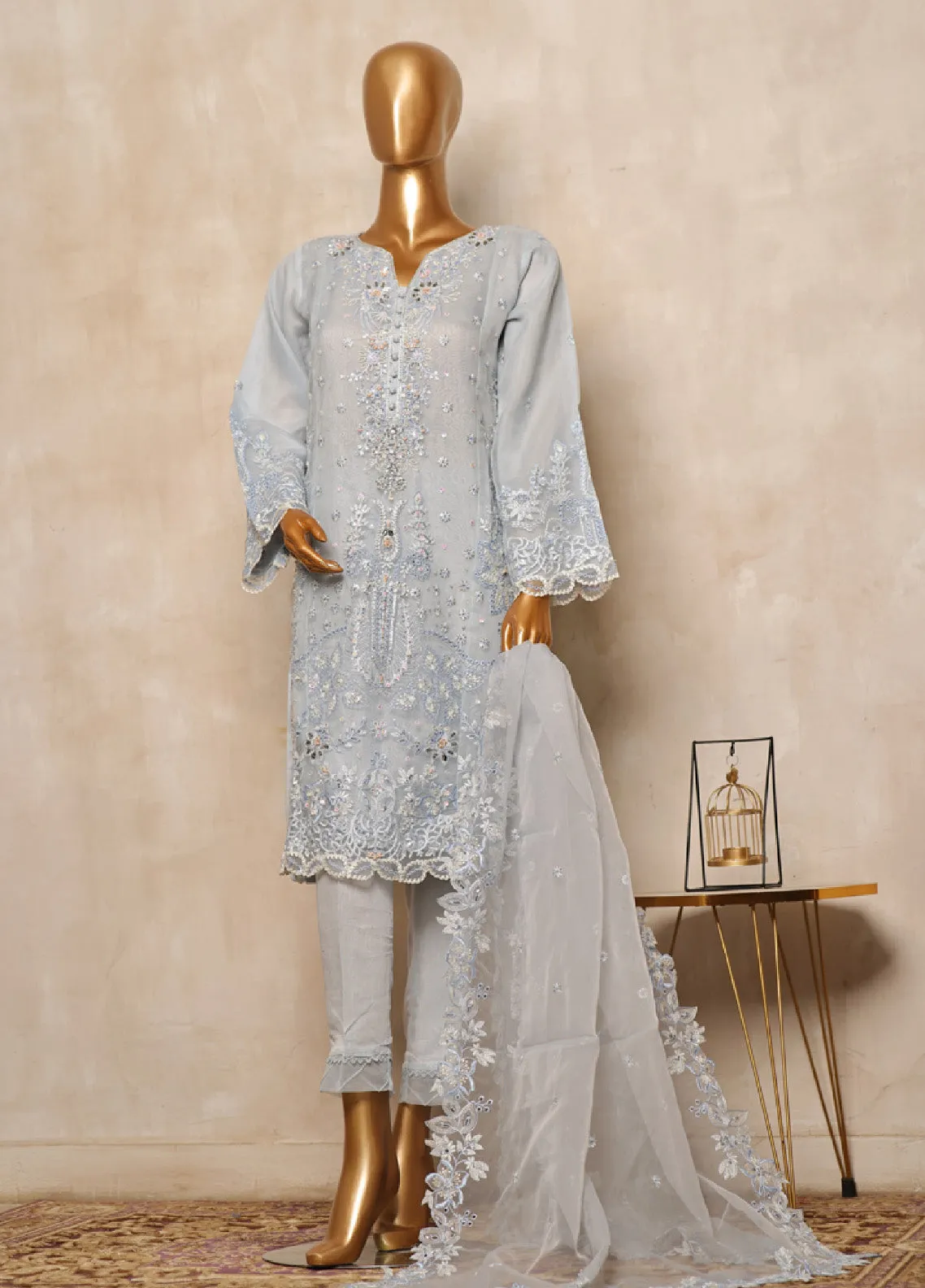 Bin Saeed Festive Embroidered Organza 3 Piece Stitched Suit BS24FOS-11