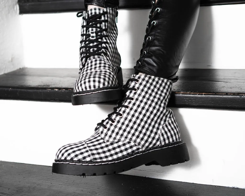 Black & White Gingham 7-Eye Anarchic Boot