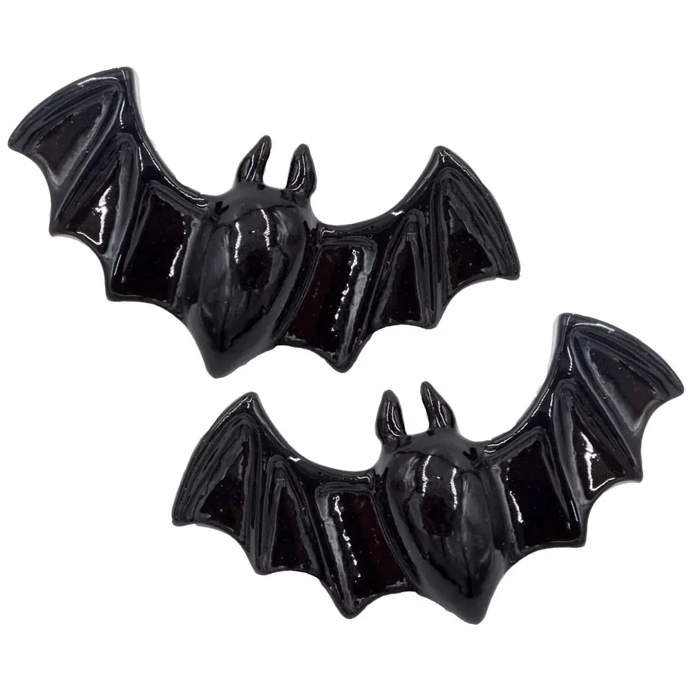 Black Bat Hair Slide Pair