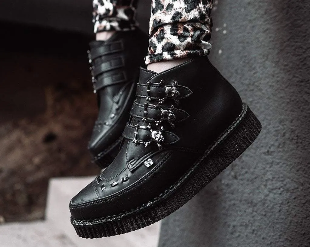 Black TUKskin 3-Buckle Skull Boot