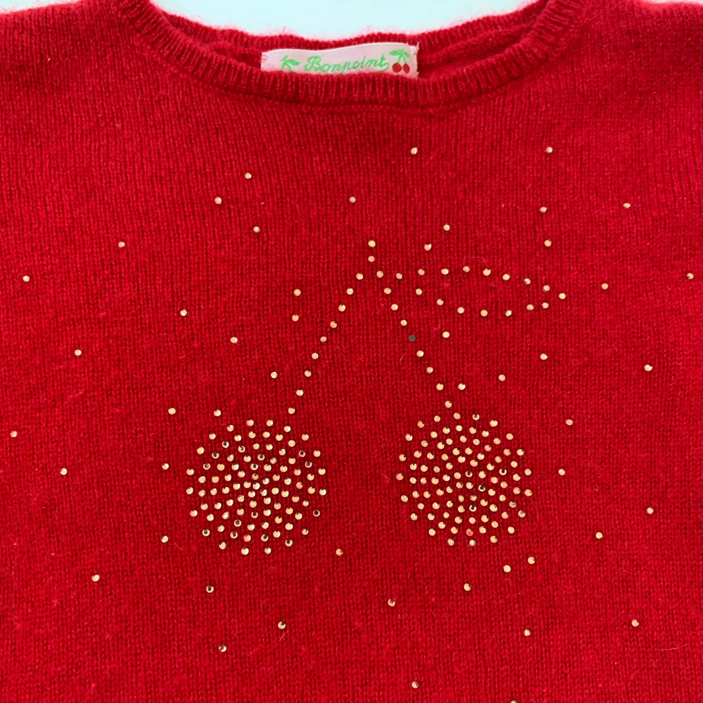 Bonpoint Red Cashmere Cherry Sparkle Knit: 4 Years