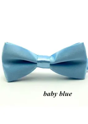 Boys Baby Blue Satin Bow Tie (10cm)