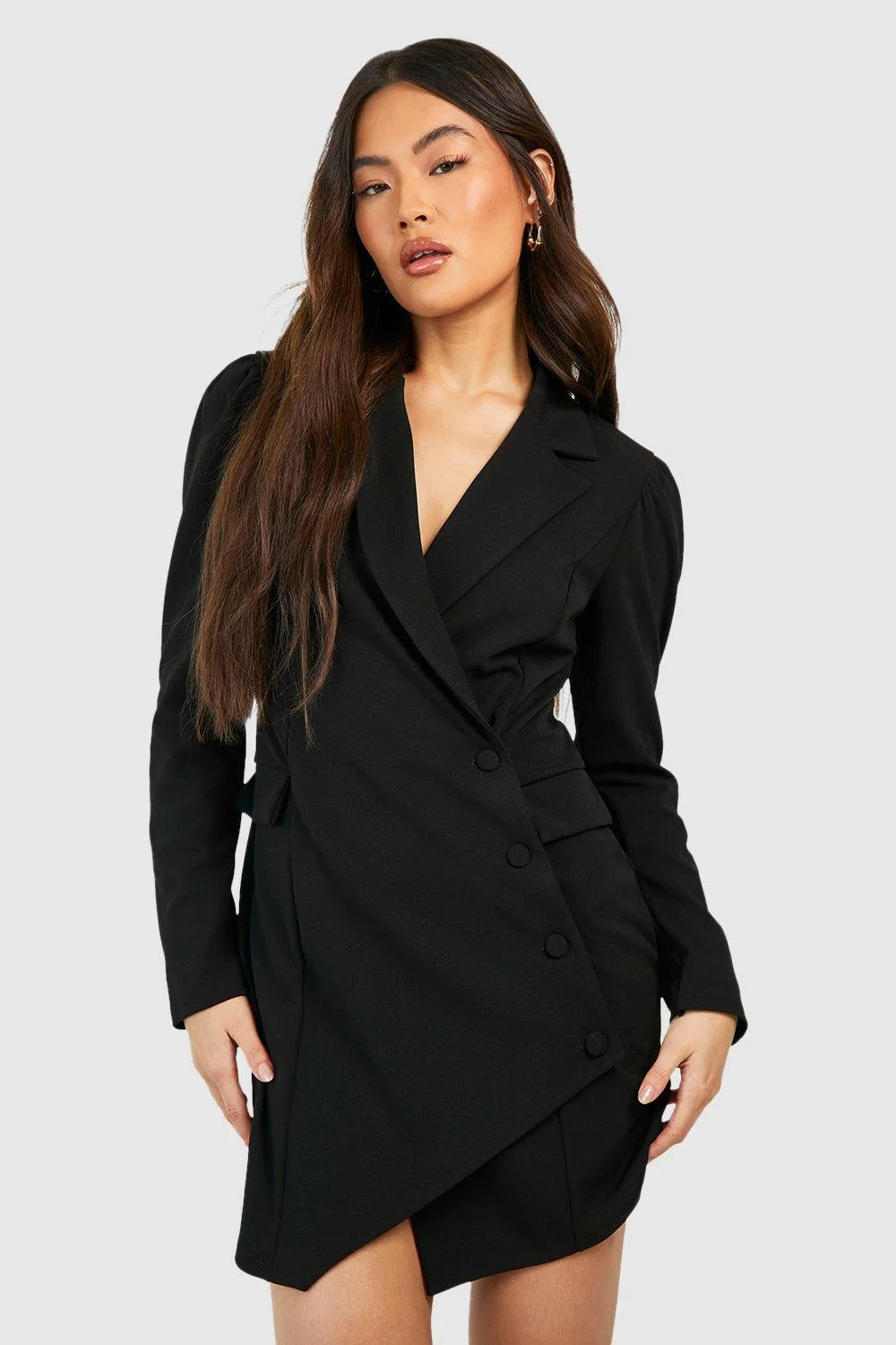 Button Down Long Sleeve Blazer Dress