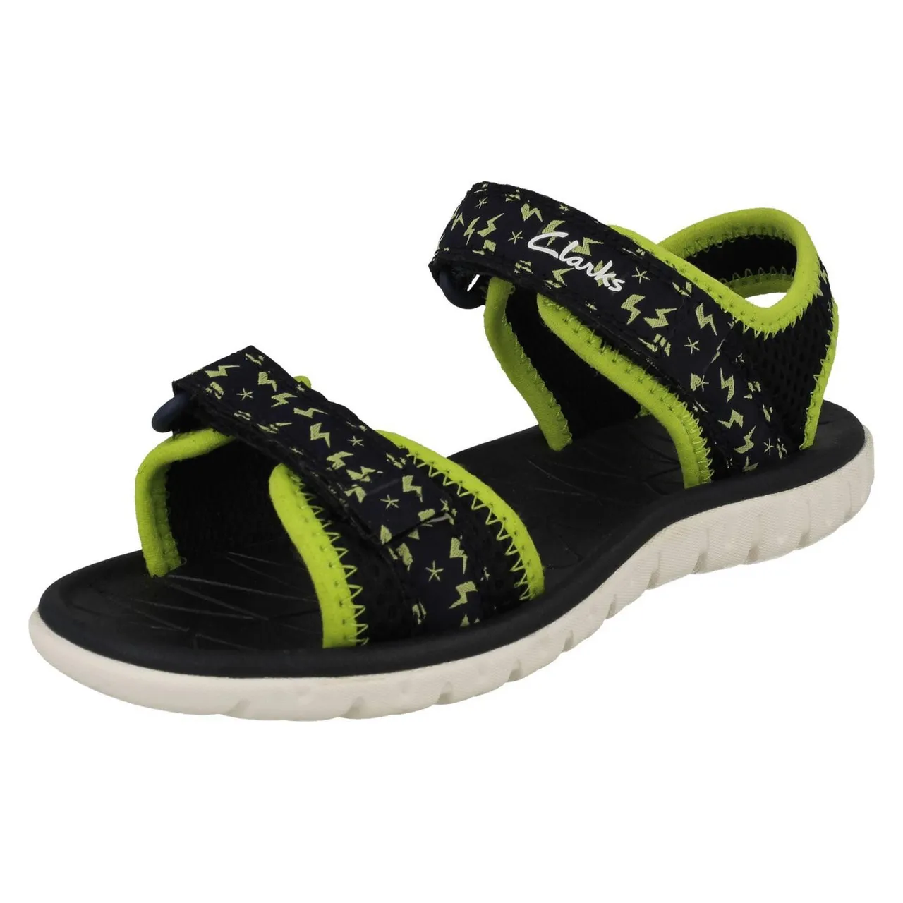 Childrens Clarks Pattern Detailed Adjustable Sandals - Surfing Tide