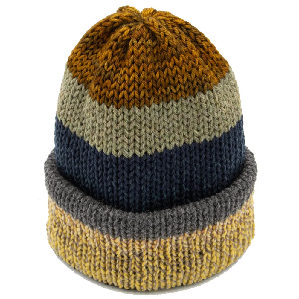 Chimney LTD Short Stack Beanie Blocks Multicolor Earthtones