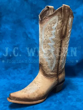 Circle G L2041 Ladies Embroidery And Studs Snip Toe Boot Brown