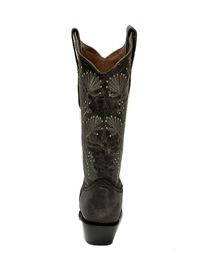 Circle G L2069 Ladies Embroidery & Studs Boots Distressed Black