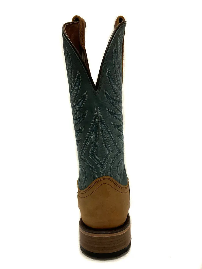 Circle G L5956 Mens Embroidery Wide Square Toe Boot Yellow And Blue