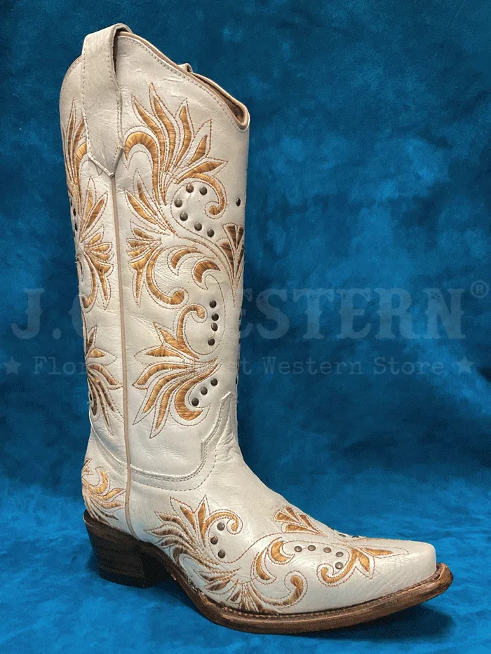 Circle G L5967 Ladies Embroidery And Studs Boots Pearl