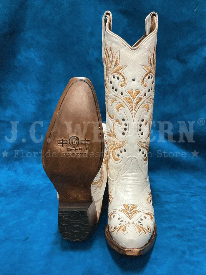 Circle G L5967 Ladies Embroidery And Studs Boots Pearl