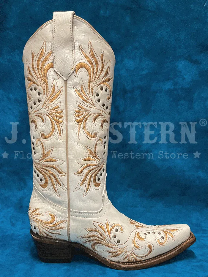 Circle G L5967 Ladies Embroidery And Studs Boots Pearl