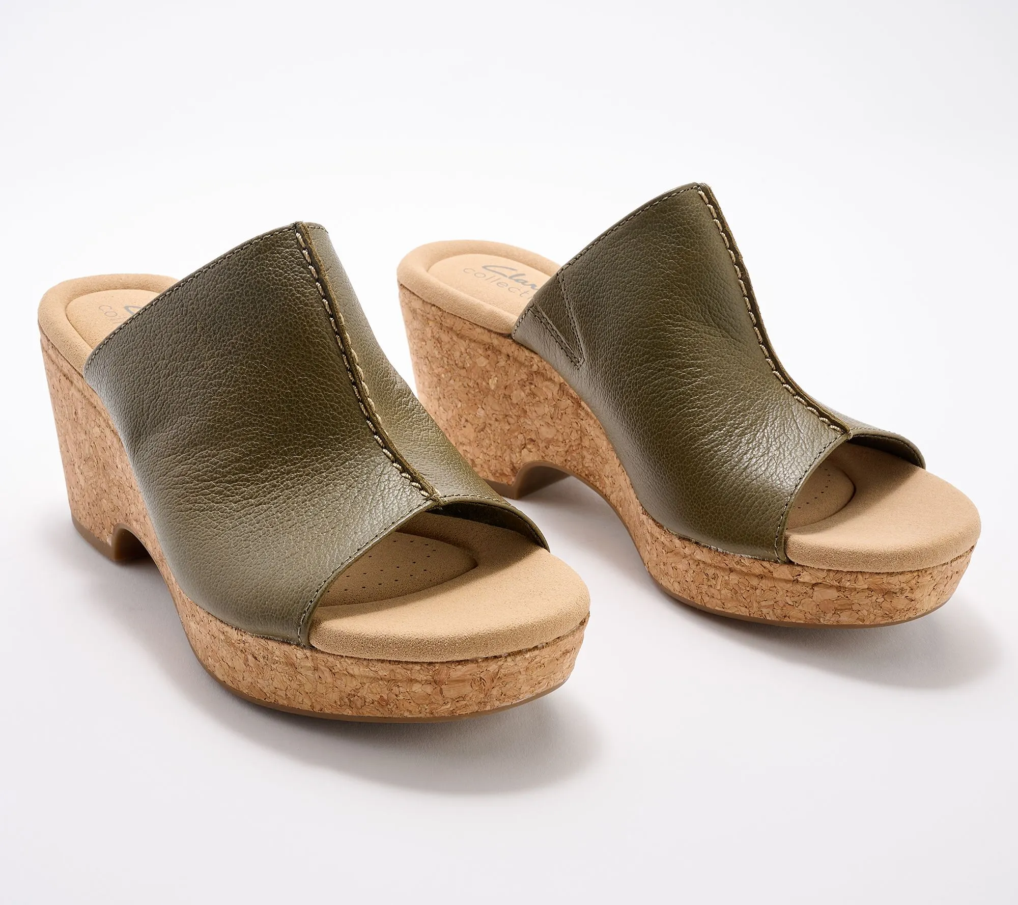 Clarks Collection Leather Cork Wedge Giselle Orchid