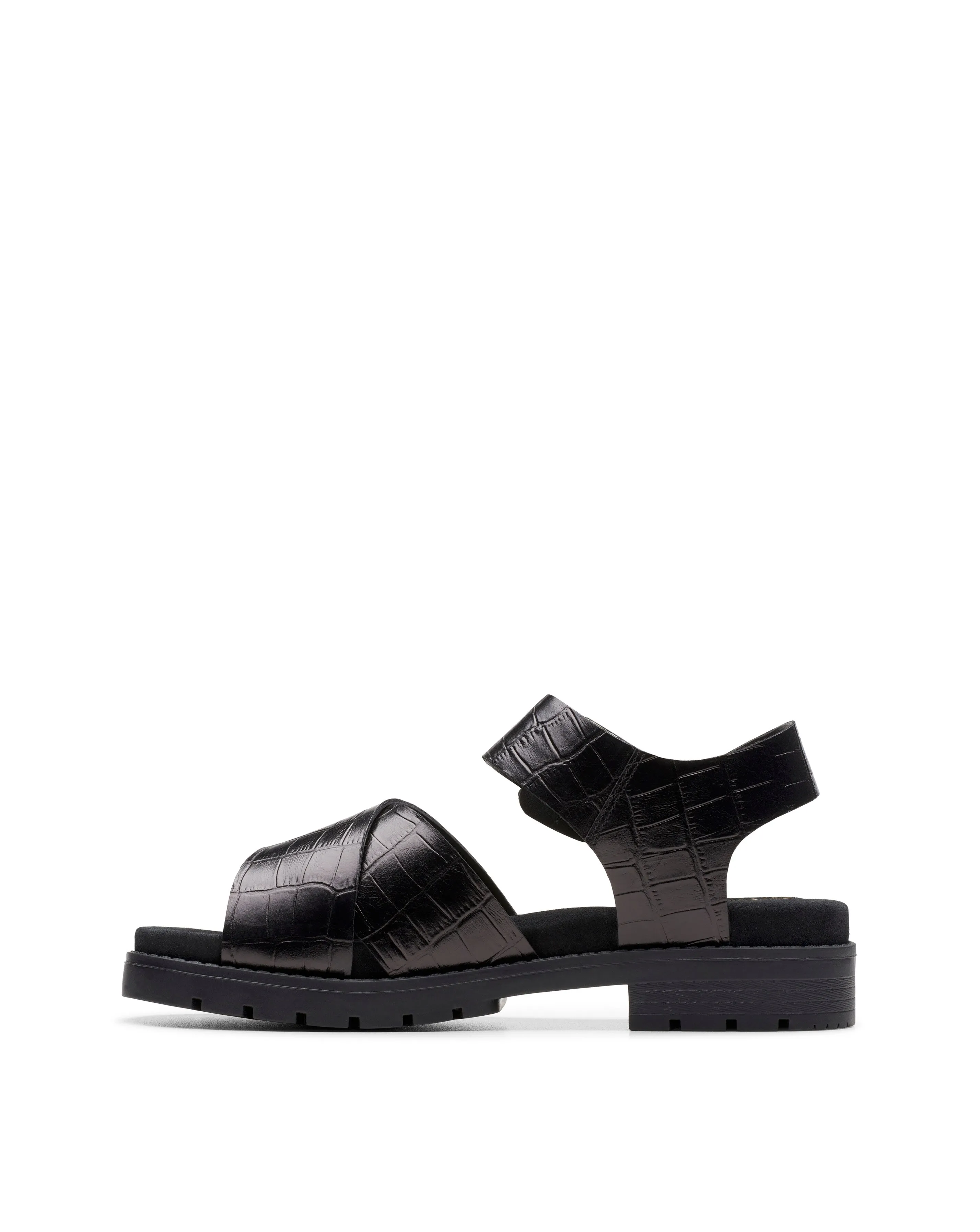 Clarks Orinoco Leather Cross Buckle Sandal Wide Fit