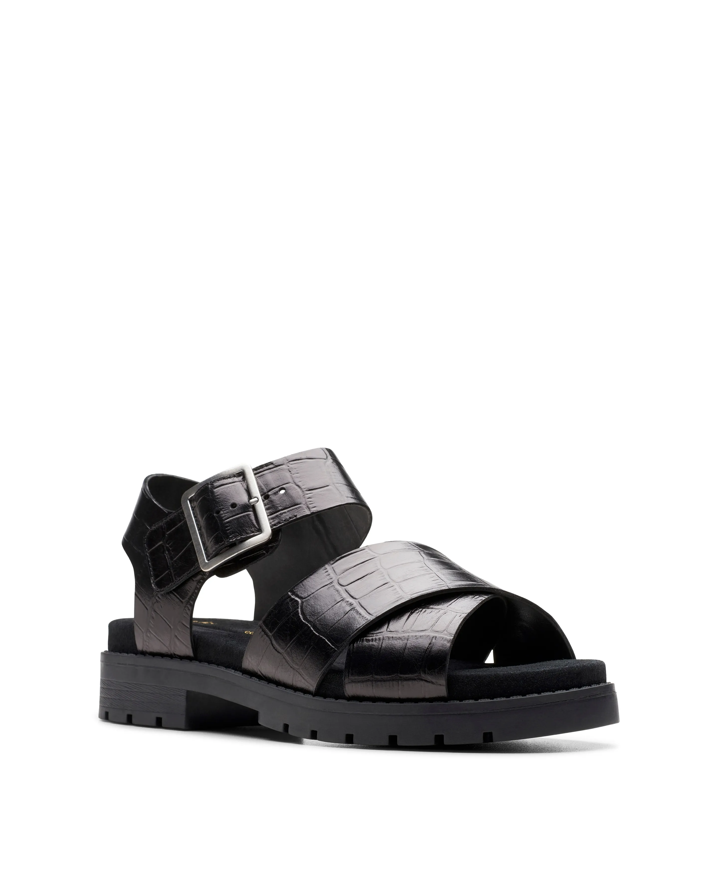 Clarks Orinoco Leather Cross Buckle Sandal Wide Fit