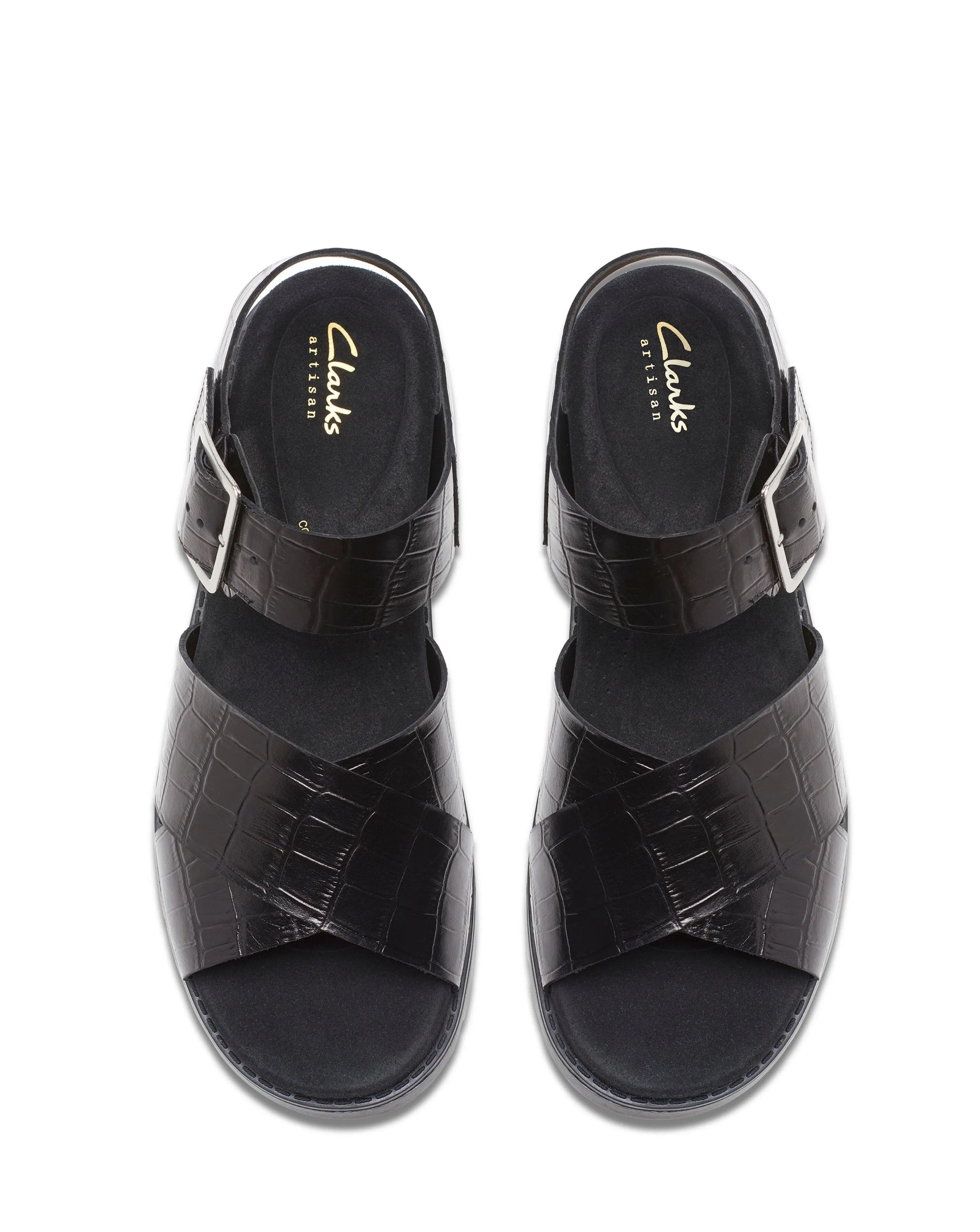 Clarks Orinoco Leather Cross Buckle Sandal Wide Fit