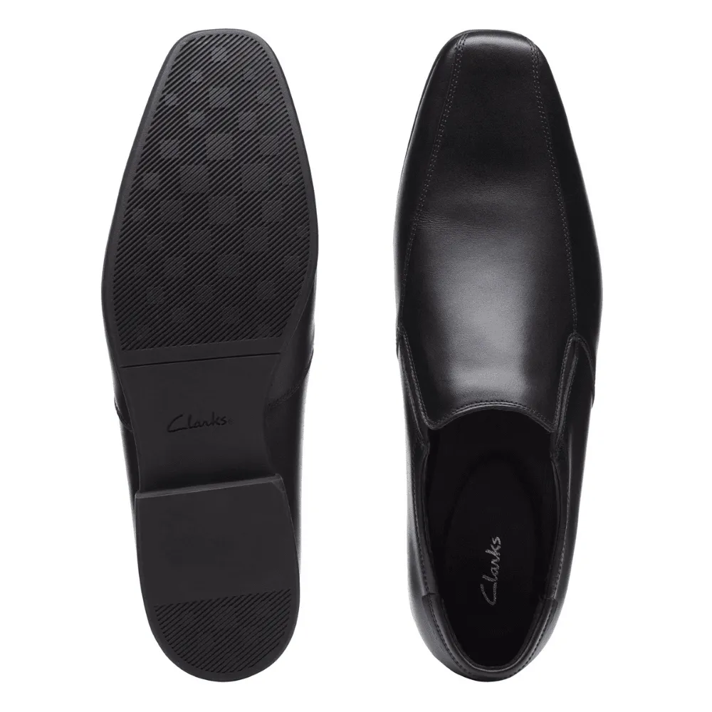 Clarks Sidton Edge Slip On  Black Leather Smart Shoe