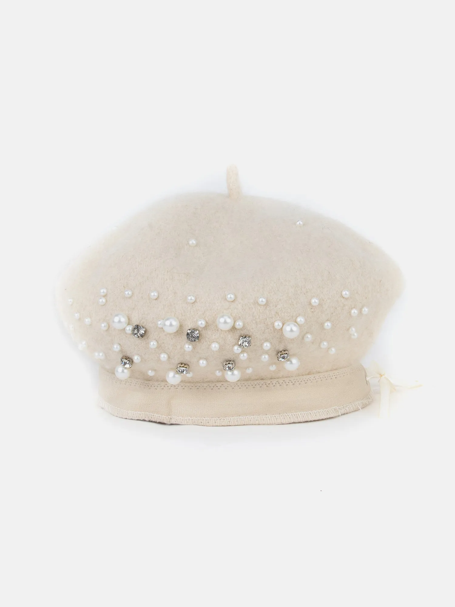 Classic Round Pearl Emblished Beanie