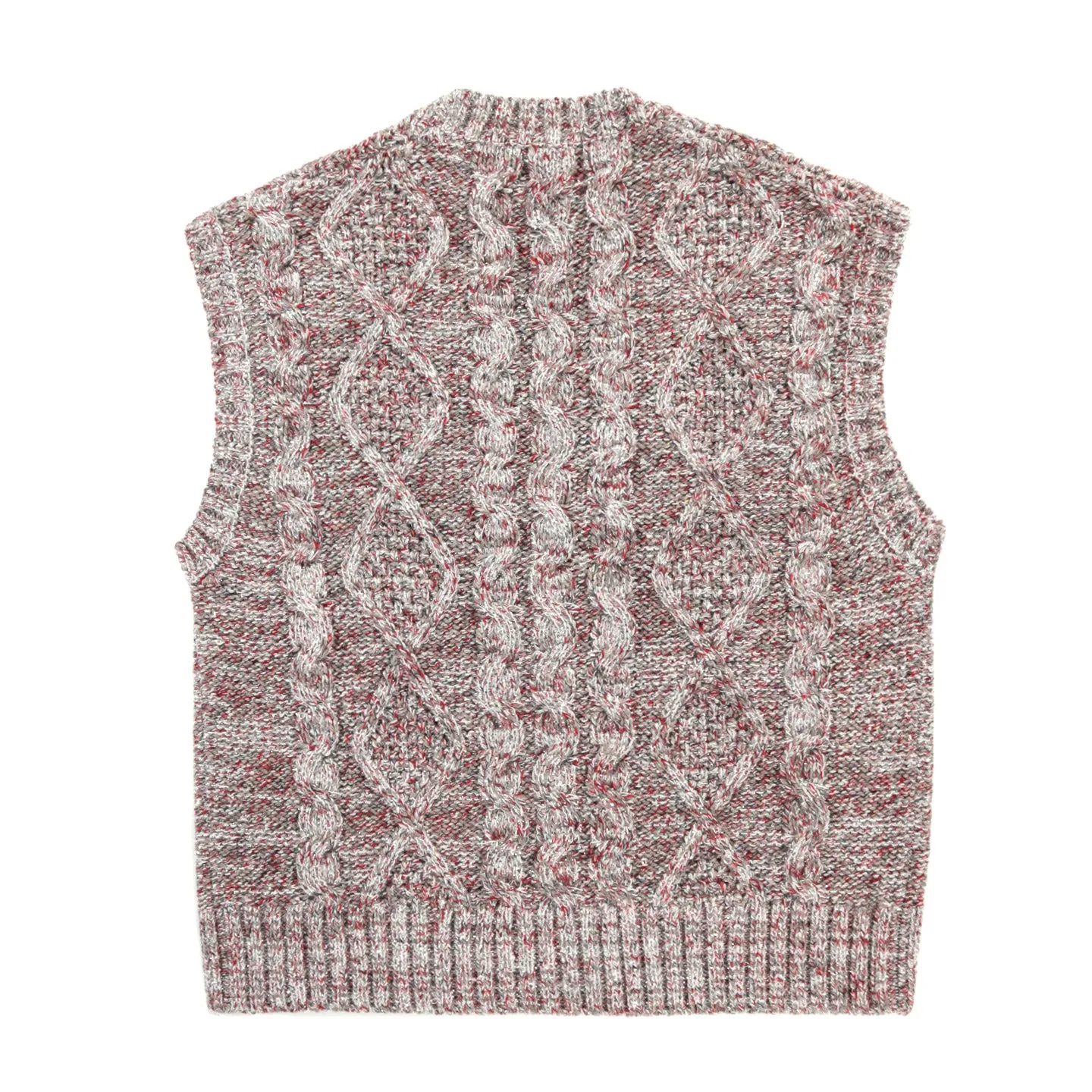 COGNOMEN 11 COLOUR ARAN KNIT VEST GREY