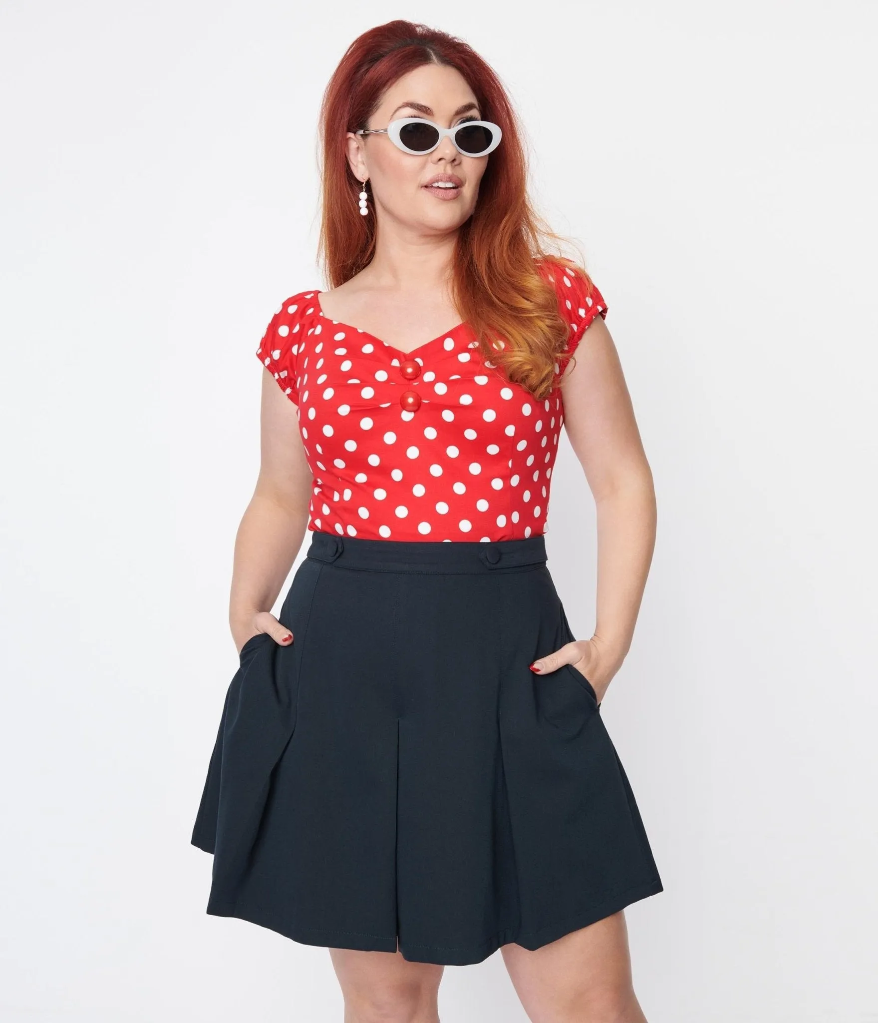 Collectif Red & White Polka Dot Dolores Top