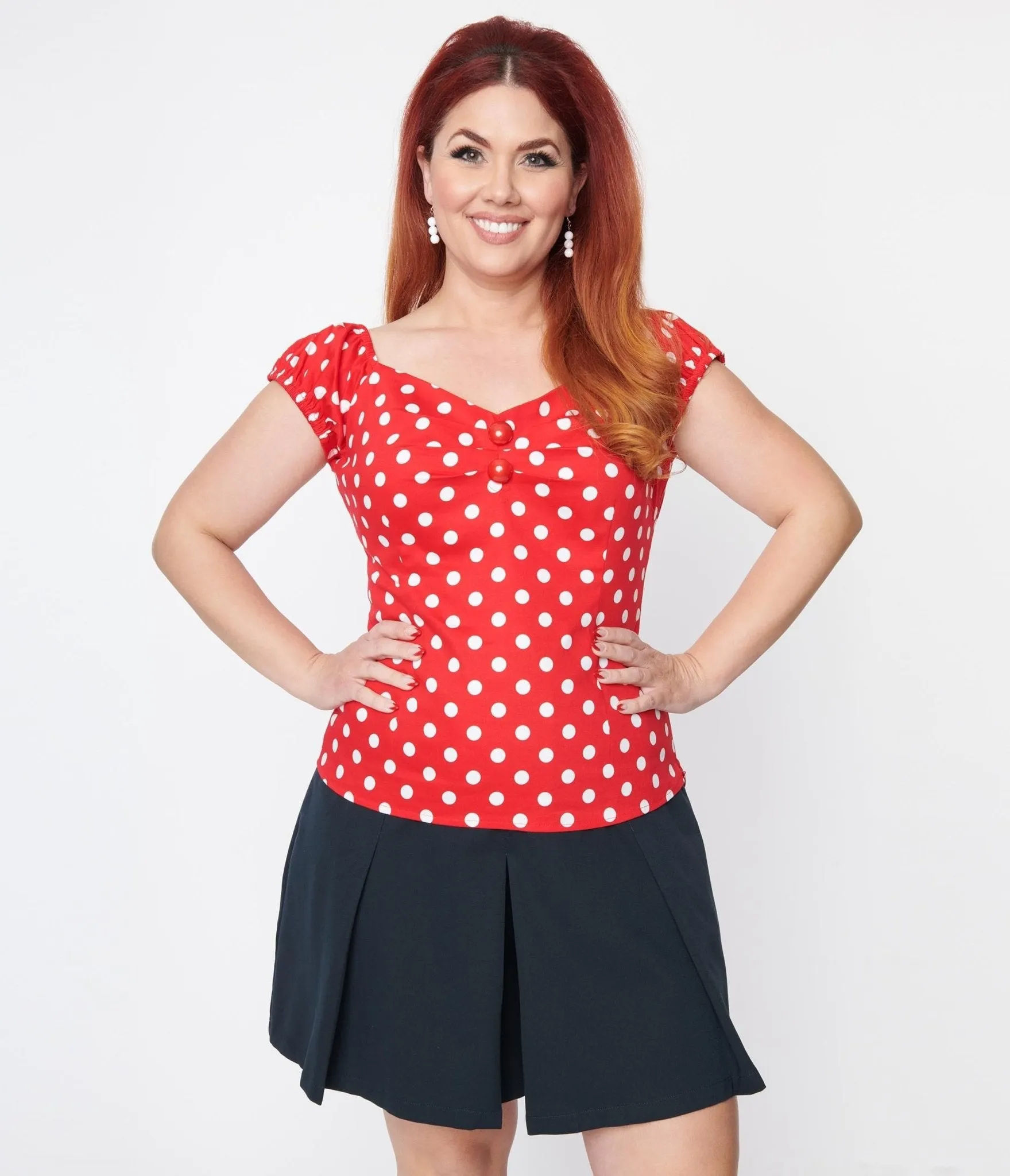 Collectif Red & White Polka Dot Dolores Top