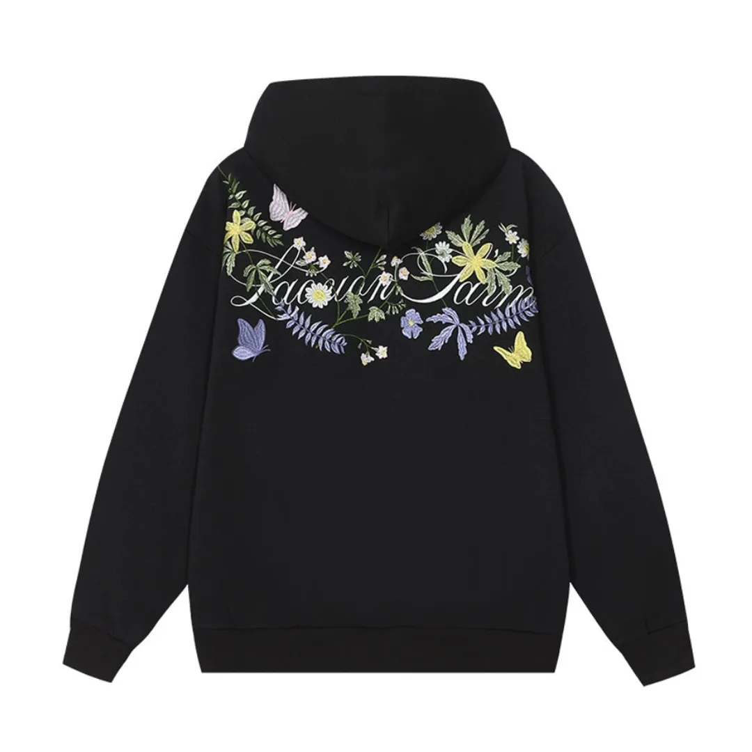 Colorful Floral Embroidery Pullover Hoodie