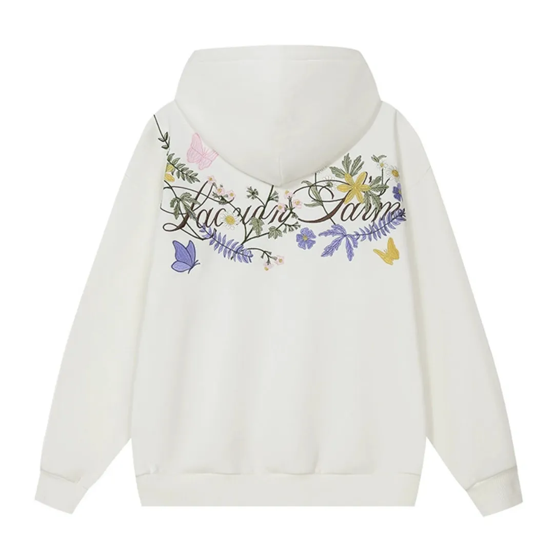 Colorful Floral Embroidery Pullover Hoodie