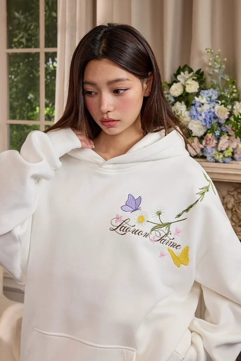 Colorful Floral Embroidery Pullover Hoodie